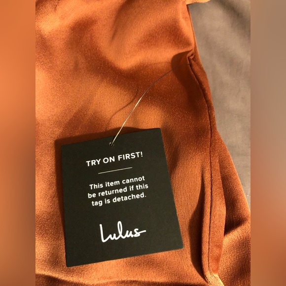 Lulu’s Look of Luxe Satin Jumpsuit Color- Rusty Rose Size- Extra Small - Picture 12 of 12